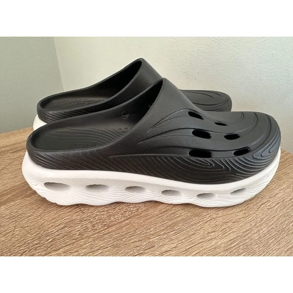 Hunter Women's Geena Waterproof Clogs Black & White Slip-On Garden Shoes Size 8 - Picture 2 of 10